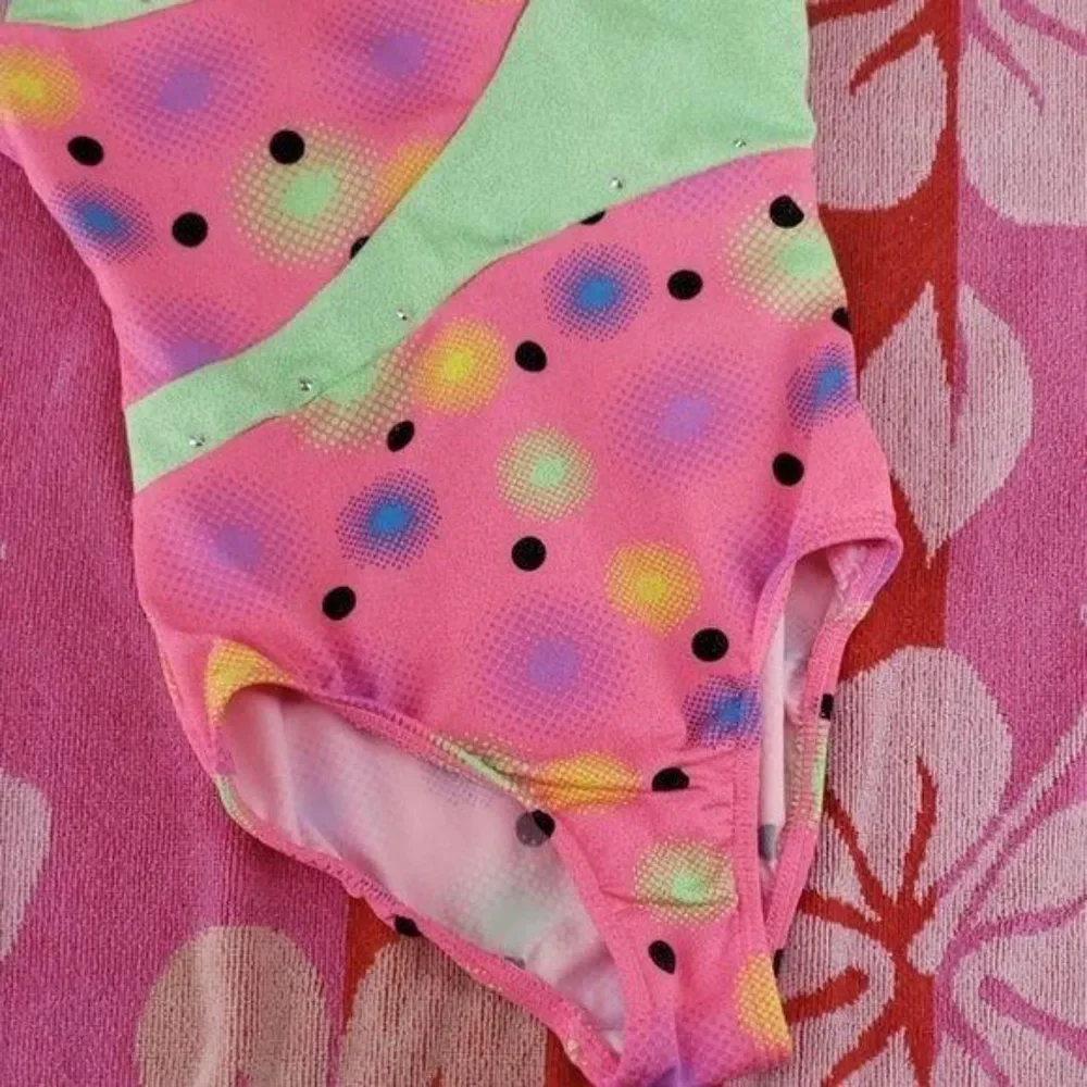 Freestyle Danskin Pink Dotted Dance Gymnastics Leotard‎ Size Small